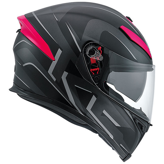 Integral Motorcycle Helmet Agv k-5 Double Visor Multi You Black Matte Fucsia