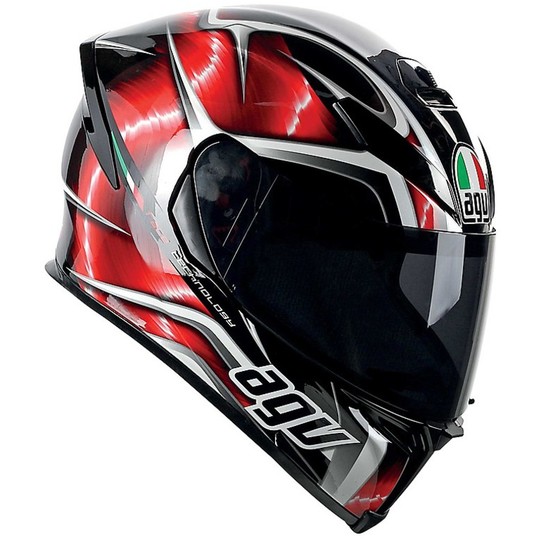 Integral Motorcycle Helmet Agv K-5 New 2015 Black Red White Multi Hurricane