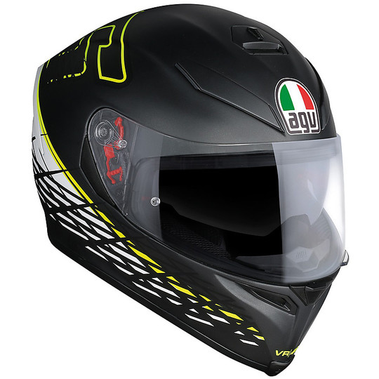 Integral Motorcycle Helmet Agv K-5 S Thorn Top 46 Black White Yellow Opaque