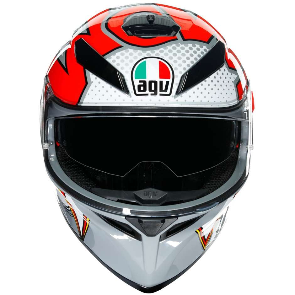Integral Motorcycle Helmet Agv K3 sv BUBBLE Gray White Red