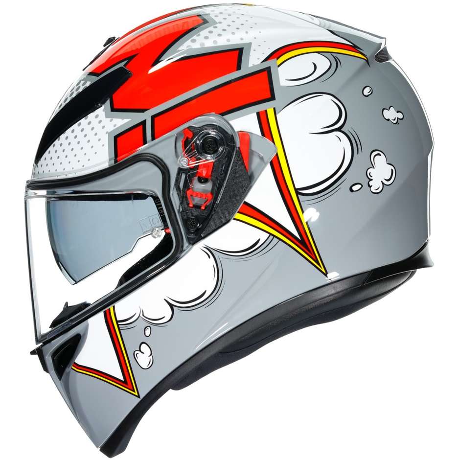 Integral Motorcycle Helmet Agv K3 sv BUBBLE Gray White Red
