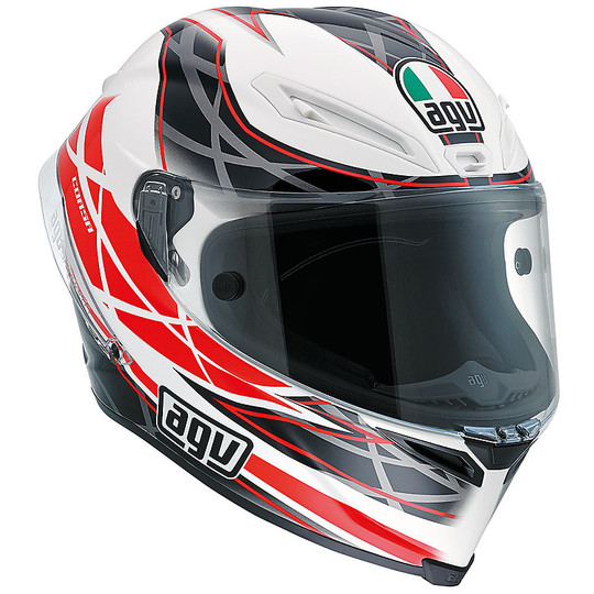 Integral Motorcycle Helmet Agv Race Race 5 Hundred White Red