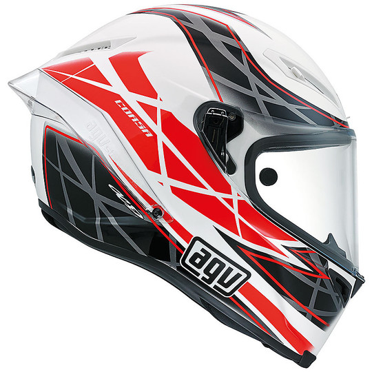Integral Motorcycle Helmet Agv Race Race 5 Hundred White Red