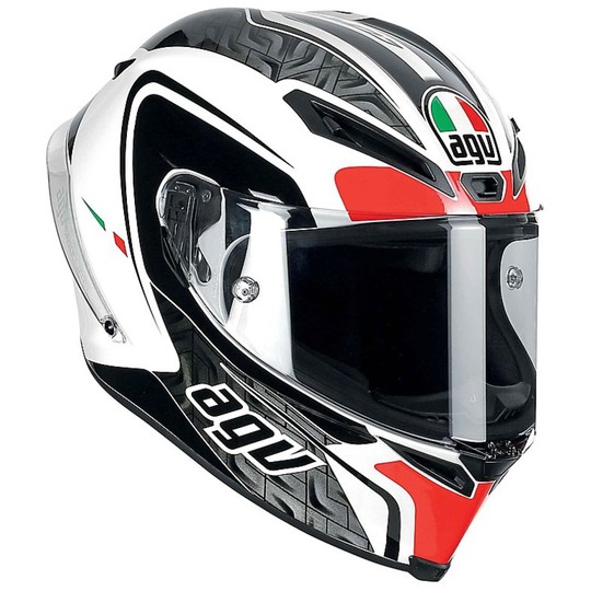Integral Motorcycle Helmet AGV Race Race Circuit Multi White Black Red