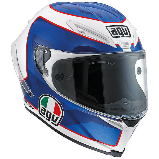 Integral Motorcycle Helmet Agv Race Race Horice White Blue PINLOCK INCLUDED
