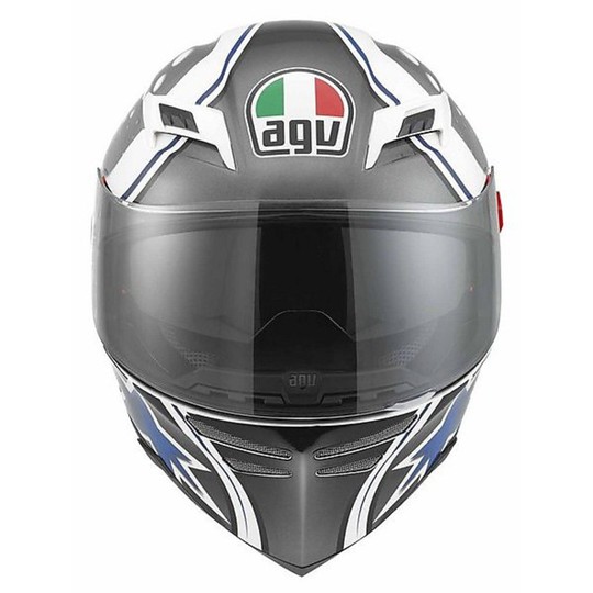 Integral Motorcycle Helmet Agv Skyline Double Visor Multi Psyco White-Gunmetal-Blue