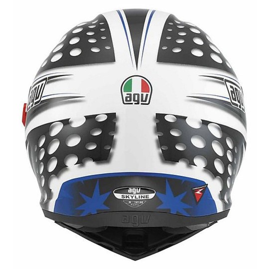 Integral Motorcycle Helmet Agv Skyline Double Visor Multi Psyco White-Gunmetal-Blue