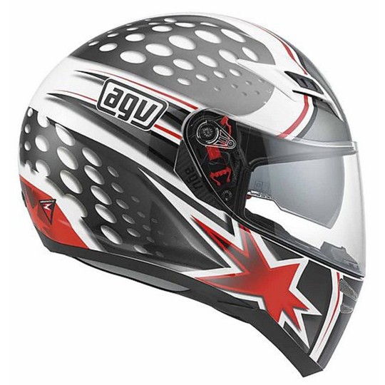 Integral Motorcycle Helmet Agv Skyline Double Visor Multi Psyco White-Gunmetal-Red