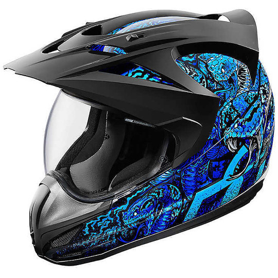 Integral Motorcycle Helmet All Road Icon Variant Cottonmouth Blue