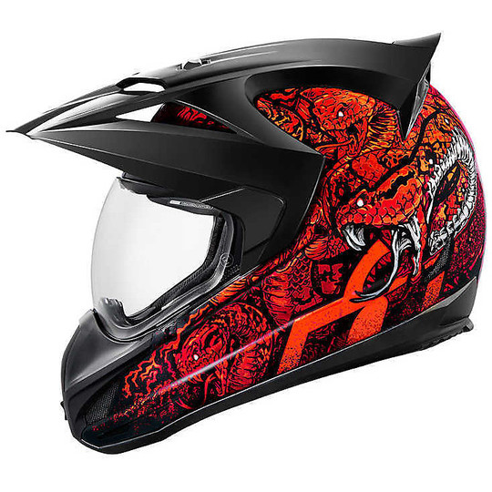 Integral Motorcycle Helmet All Road Icon Variant Cottonmouth Red