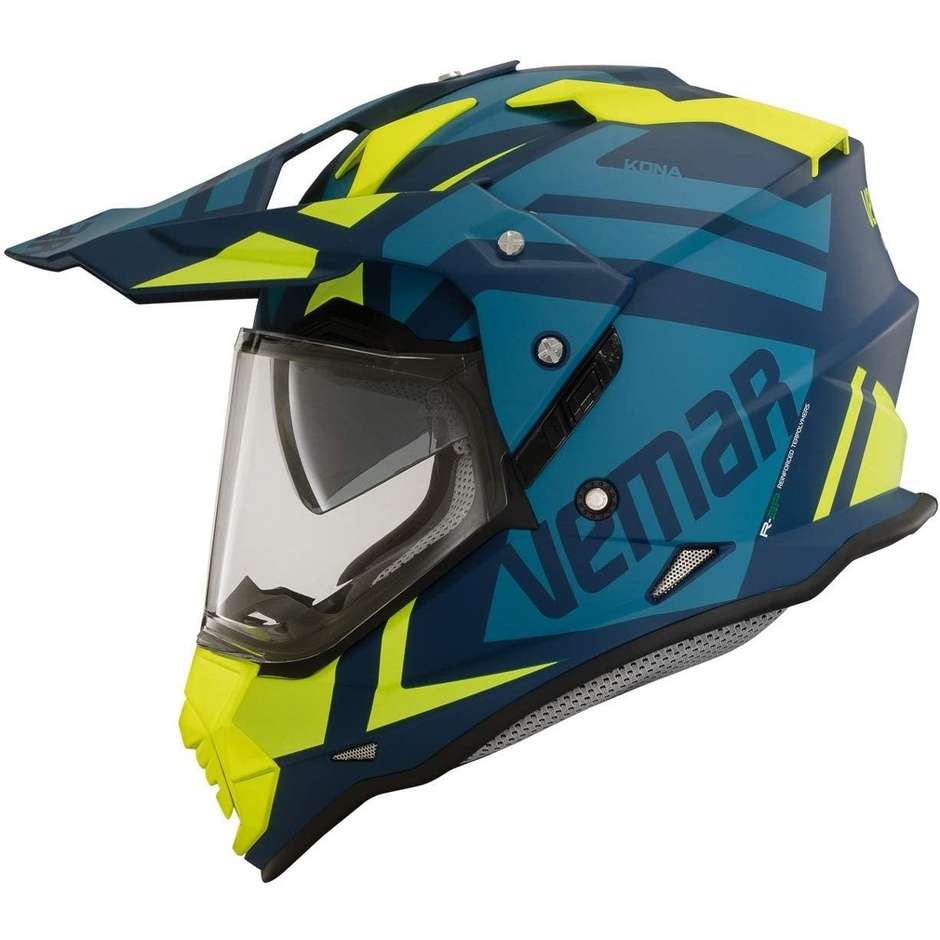 Integral Motorcycle Helmet All Road Vemar Kona DESERT Green Yellow Fluo