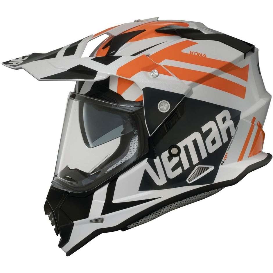 Integral Motorcycle Helmet All Road Vemar Kona Desert White Orange