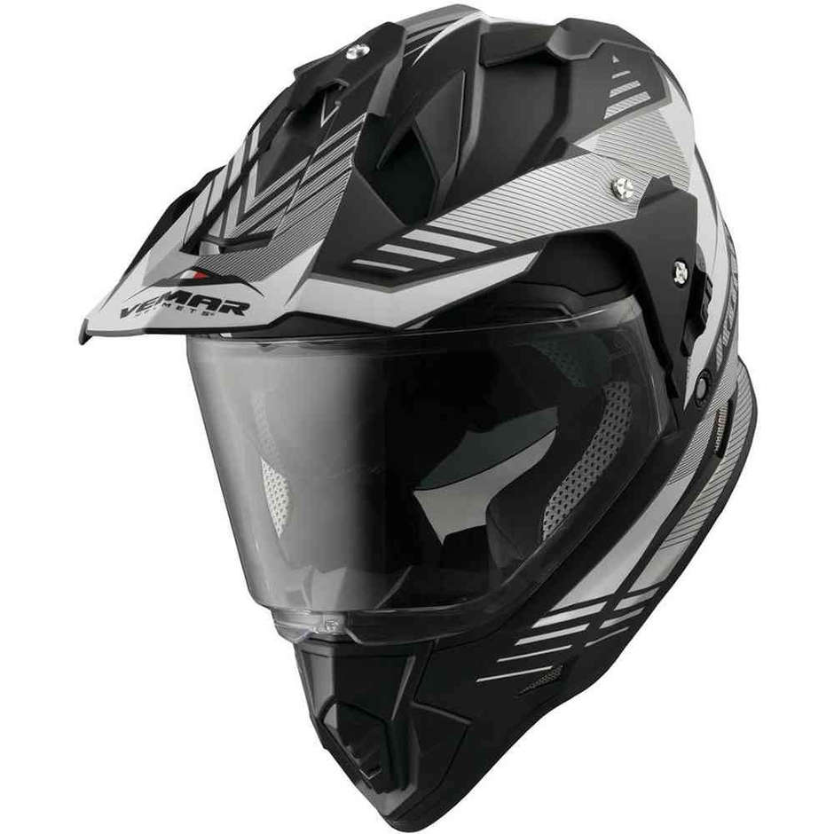 Integral Motorcycle Helmet All Road Vemar Kona Explorer Matt White Gray
