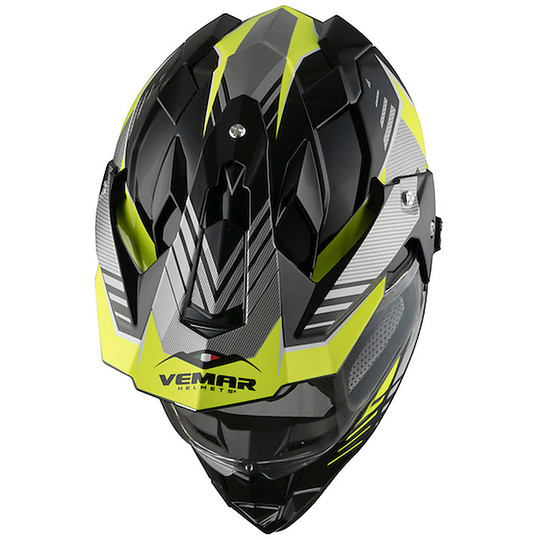 Integral Motorcycle Helmet All Road Vemar Kona Explorer Yellow Fluo