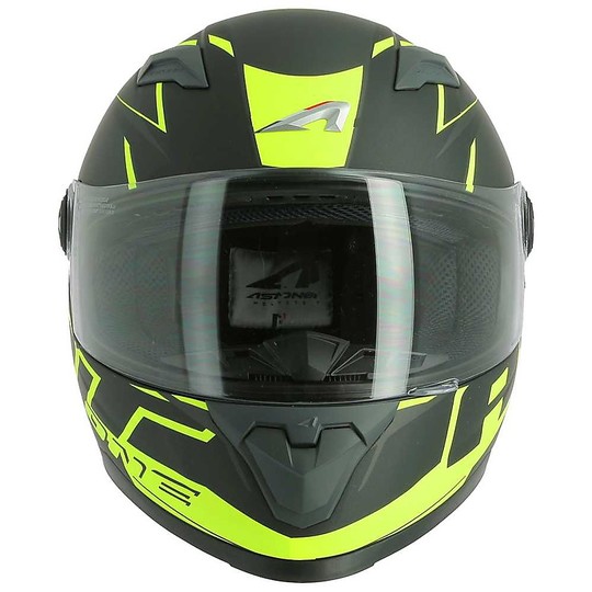 Integral Motorcycle Helmet Astone GT2 AST Black Yellow Fluo