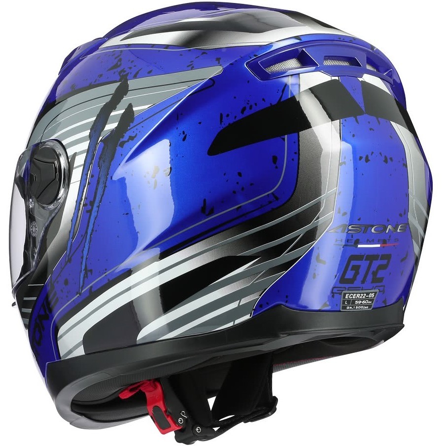 Integral Motorcycle Helmet Astone GT2 GEKO Blue Polished Chrome