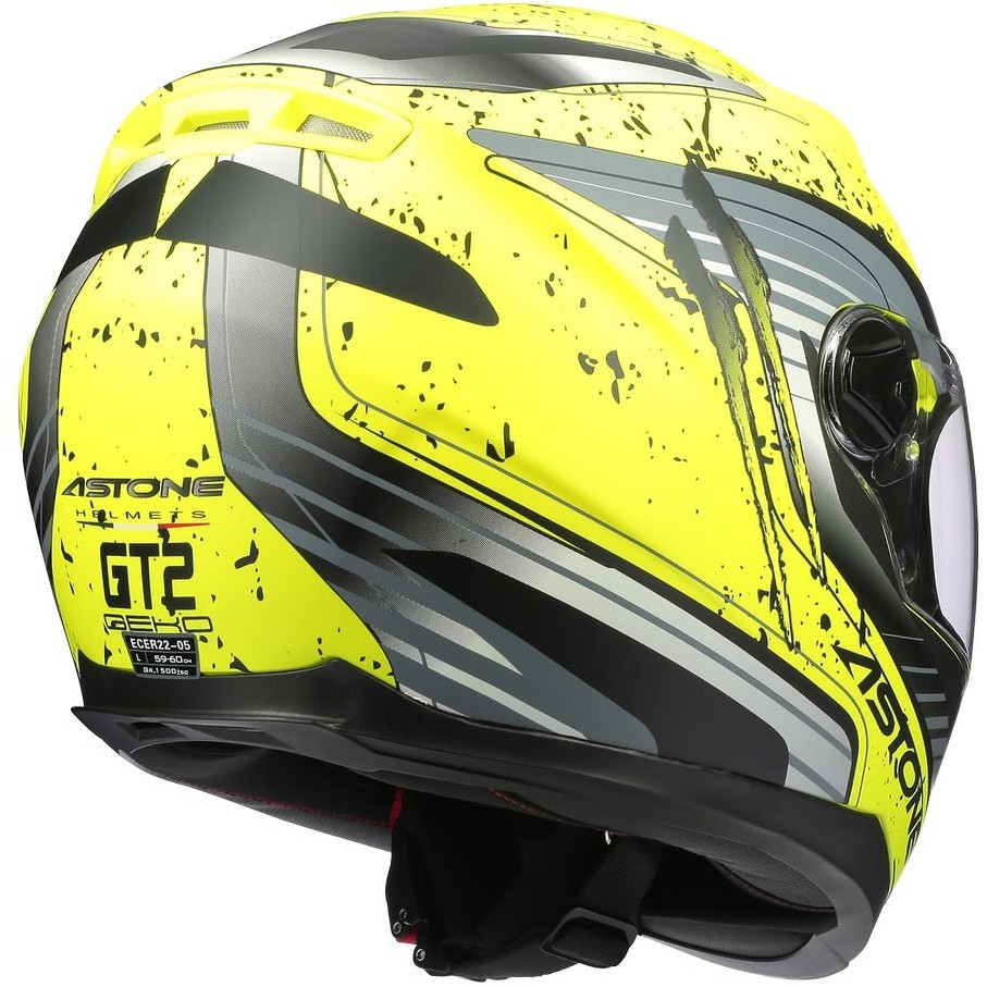Integral Motorcycle Helmet Astone GT2 GEKO Matt Fluo Yellow