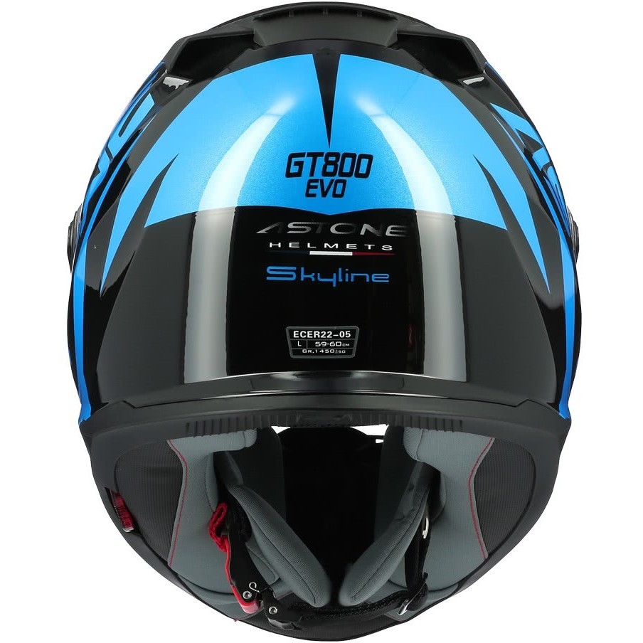 Integral Motorcycle Helmet Astone GT800 Evo SKYLINE Blue Polished Chrome