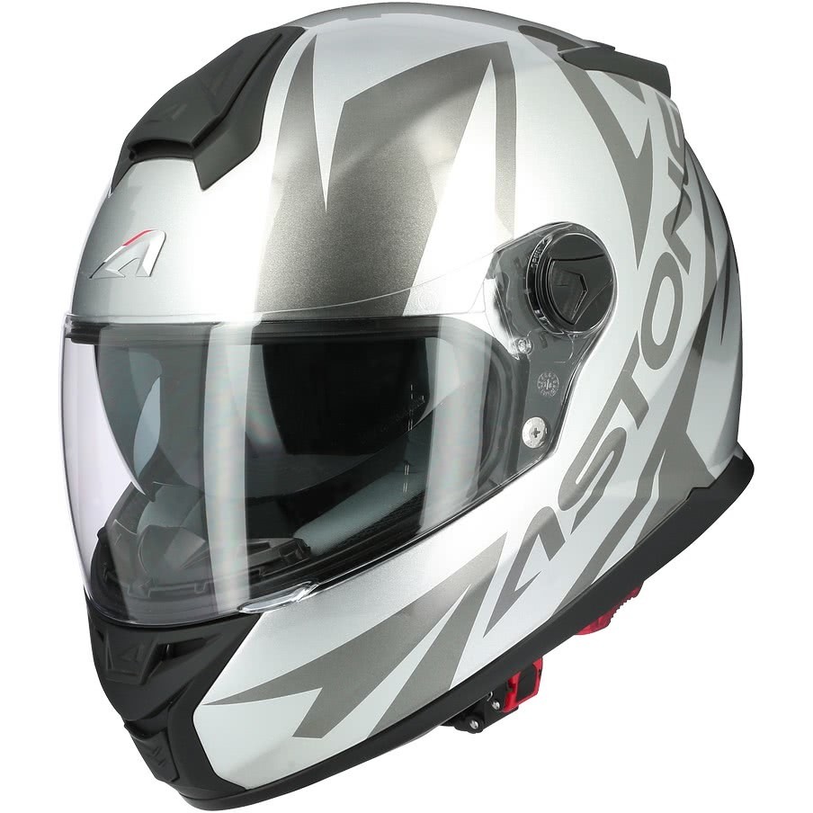 Integral Motorcycle Helmet Astone GT800 Evo SKYLINE Silver Glossy Black