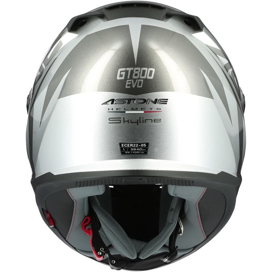 Integral Motorcycle Helmet Astone GT800 Evo SKYLINE Silver Glossy Black