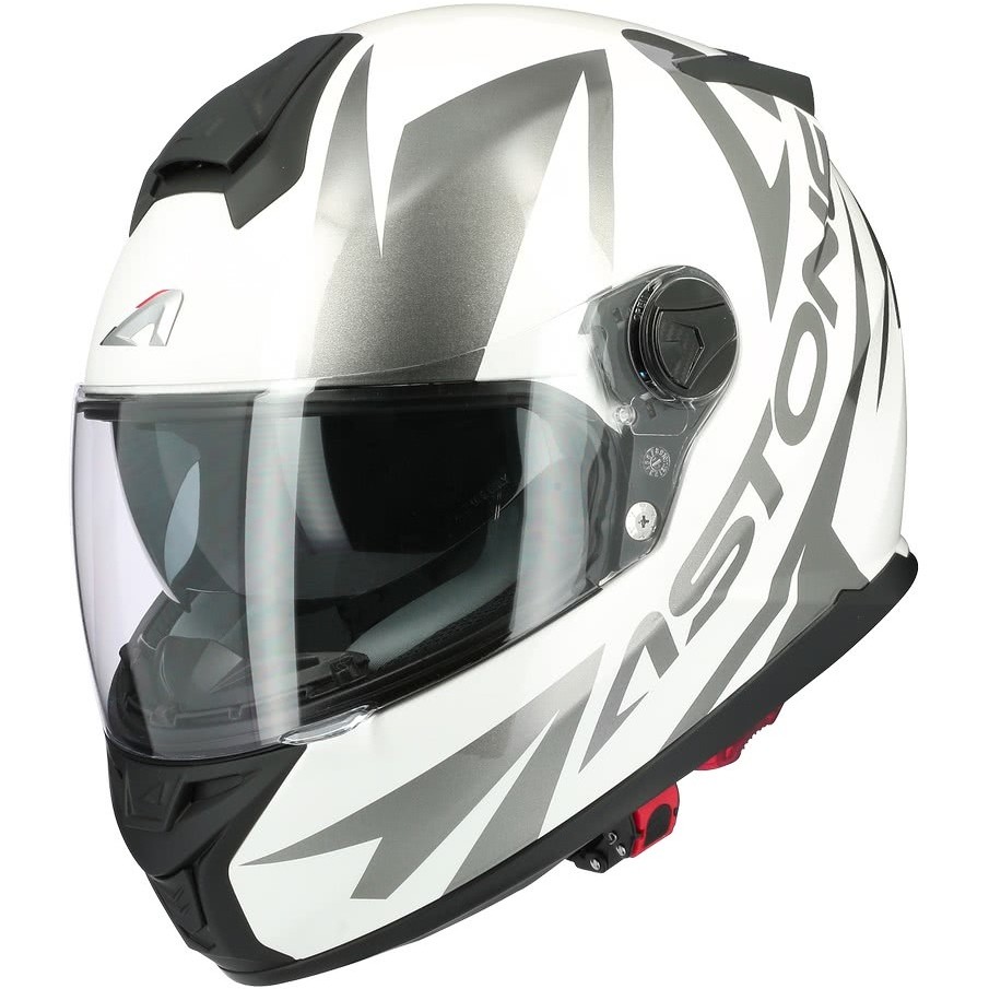 Integral Motorcycle Helmet Astone GT800 Evo SKYLINE White Glossy Black