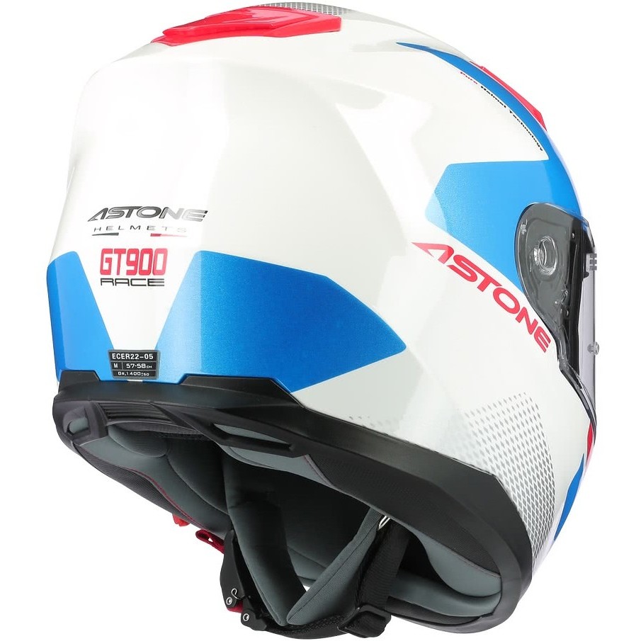 Integral Motorcycle Helmet Astone GT900 RACE Blue White Chrome