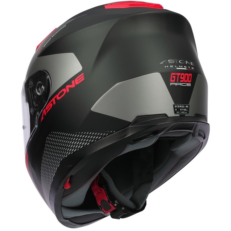 Integral Motorcycle Helmet Astone GT900 RACE Red Black Neon