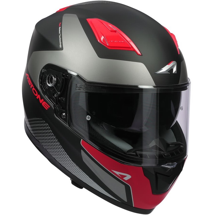 Integral Motorcycle Helmet Astone GT900 RACE Red Black Neon
