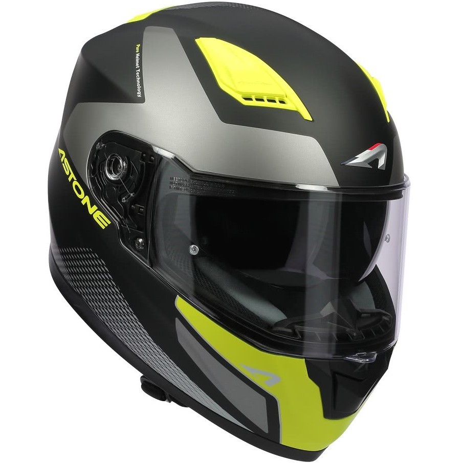 Integral Motorcycle Helmet Astone GT900 RACE Yellow Fluo Black