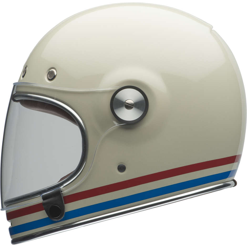 Integral Motorcycle Helmet Bell BULLITT STRIPES PEARL White Red Blue