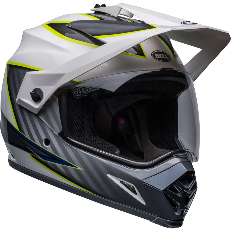Integral Motorcycle Helmet Bell MX-9 ADVENTURE MIPS DALTON White Yellow Fluo