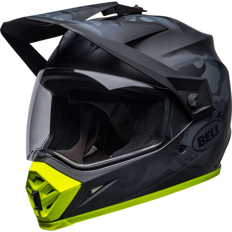 Integral Motorcycle Helmet Bell MX-9 ADVENTURE MIPS STEALTH Camo Matt Black Fluo