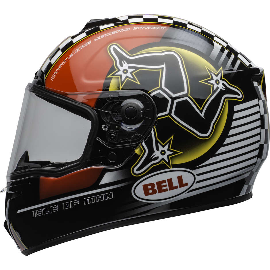Integral Motorcycle Helmet Bell SRT ISLE OF MAN Glossy Black Red