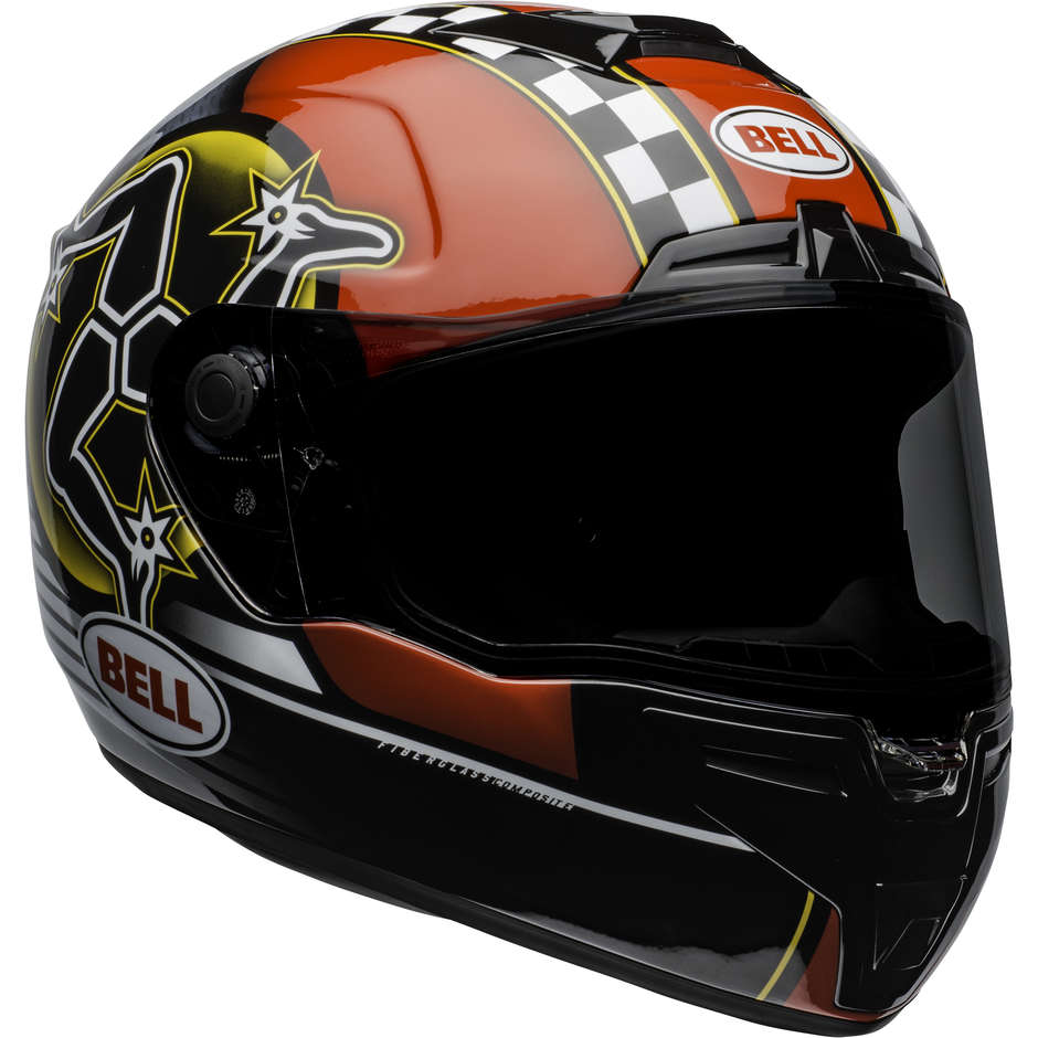 Integral Motorcycle Helmet Bell SRT ISLE OF MAN Glossy Black Red