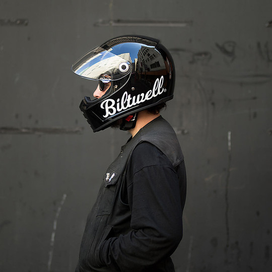 Integral Motorcycle Helmet Biltwell Model Lane Splitter Factory Glossy Black