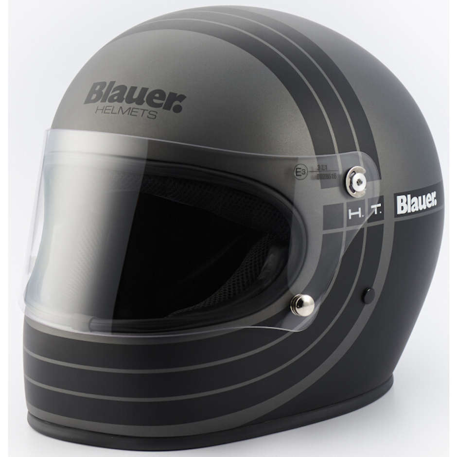 Integral motorcycle helmet Blauer 80'S Vintage Anthracite Matt Black