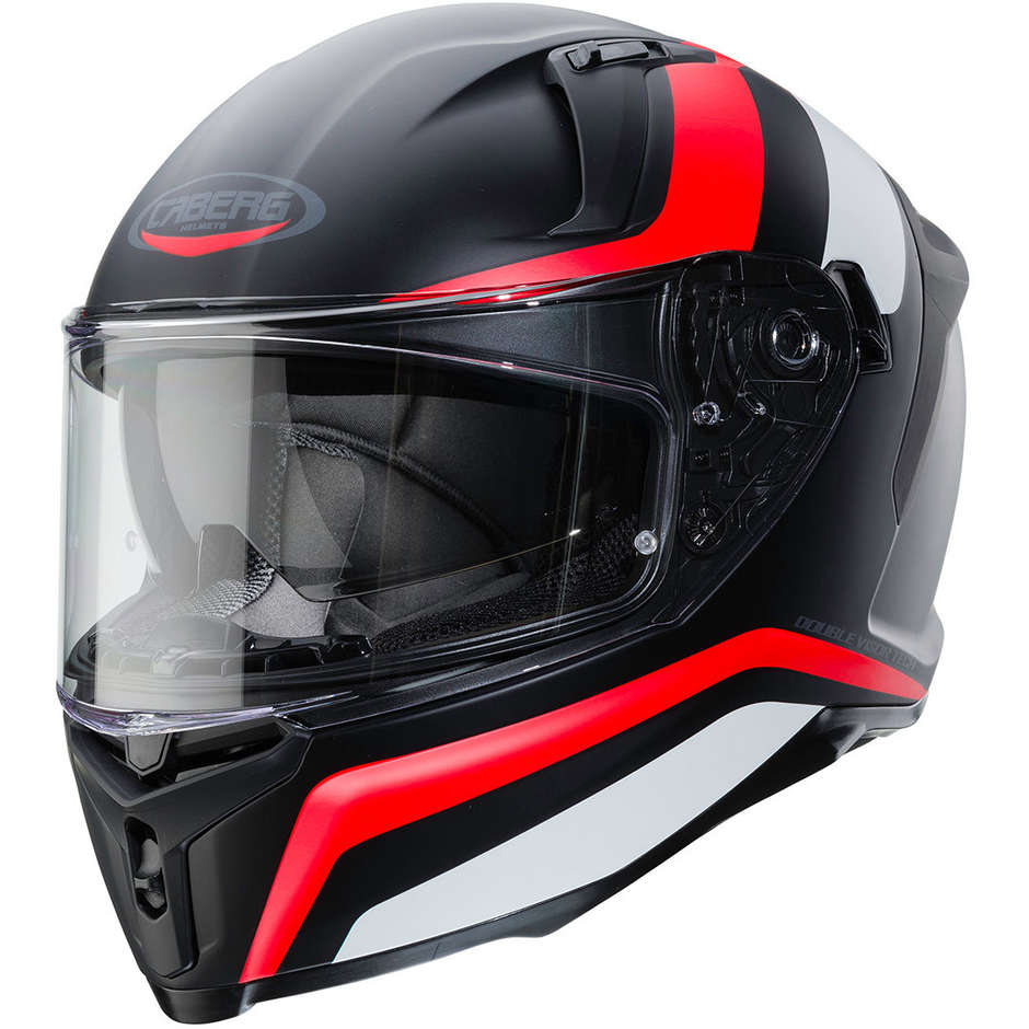 Integral Motorcycle Helmet Caberg AVALON BLAST Matt Black White Red Fluo