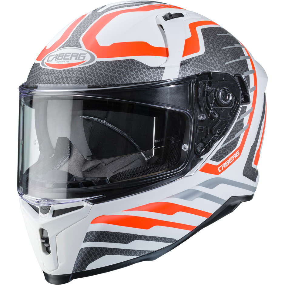 Integral Motorcycle Helmet Caberg AVALON FORGE Matt White Orange Fluo Anthracite