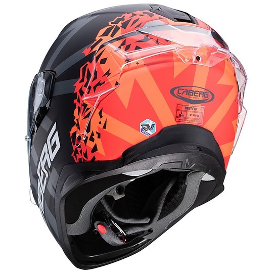 Integral Motorcycle Helmet Caberg DRIFT Evo STORM Matt Black Red Orange Fluo