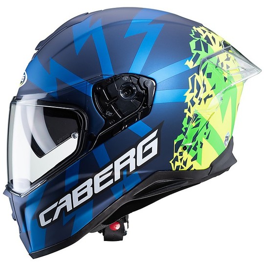Integral Motorcycle Helmet Caberg DRIFT Evo STORM Matt Blue Yellow Green Fluo