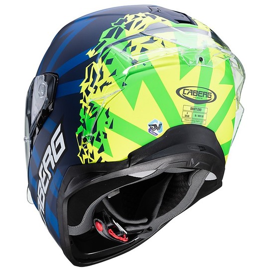 Integral Motorcycle Helmet Caberg DRIFT Evo STORM Matt Blue Yellow Green Fluo