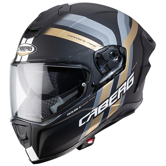 Integral Motorcycle Helmet Caberg DRIFT Evo VERTICAL Matt Black Gold Anthracite