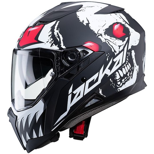 Integral Motorcycle Helmet Caberg JACKAL DARKSIDE Matt Black White Red Fluo
