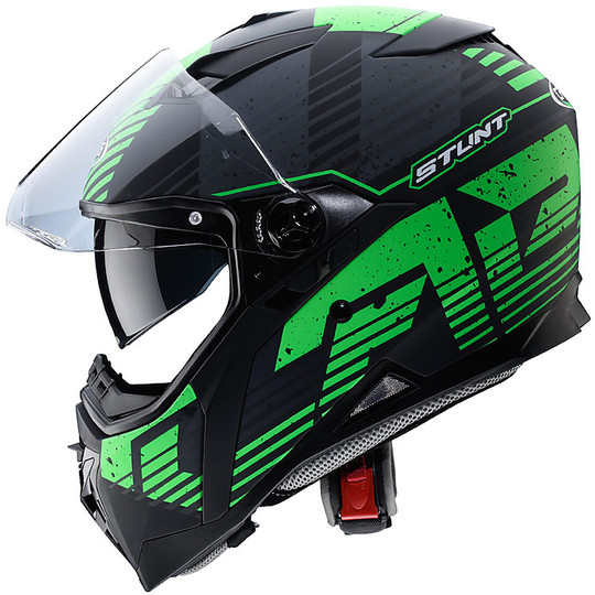 Integral Motorcycle Helmet Caberg STUNT Blizzard Matt Black Fluo Green