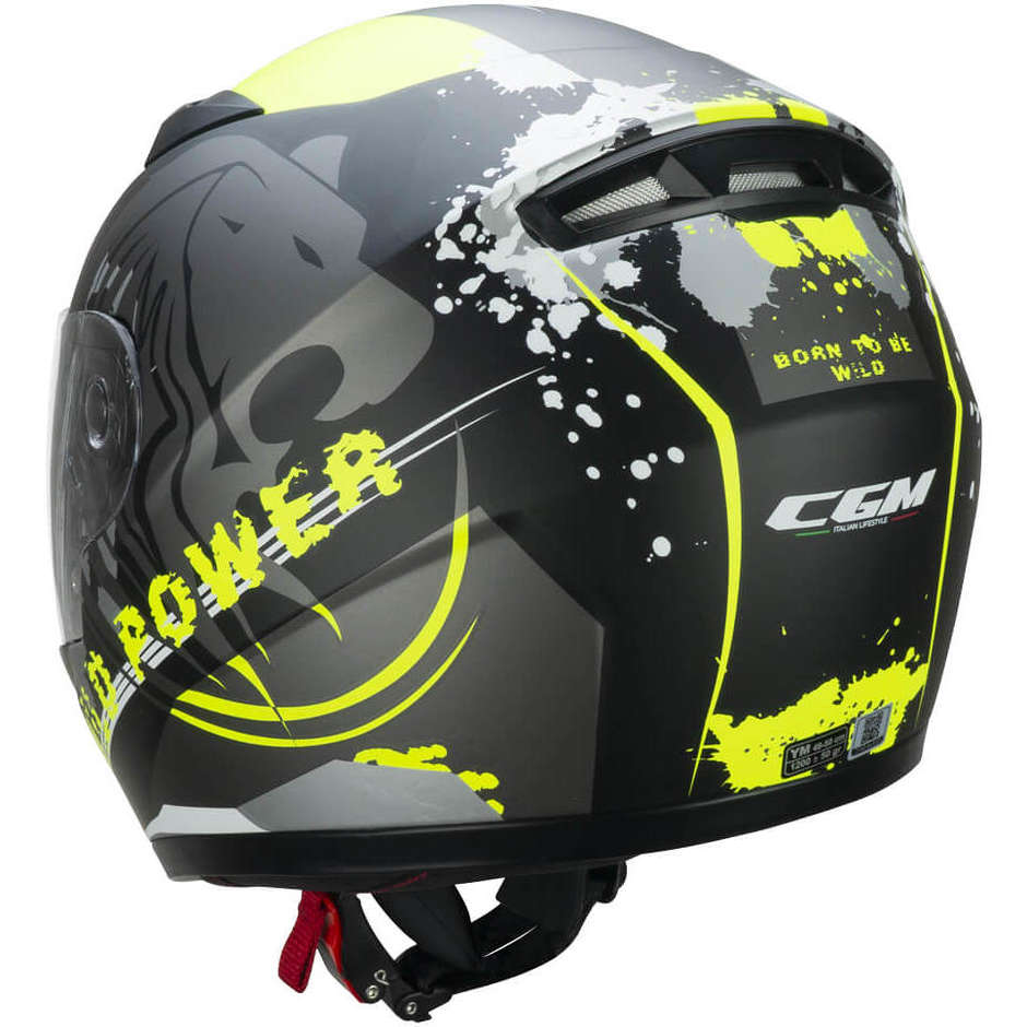 Integral Motorcycle Helmet CGM 265g LUCKY WILD Black Yellow Fluo Matt