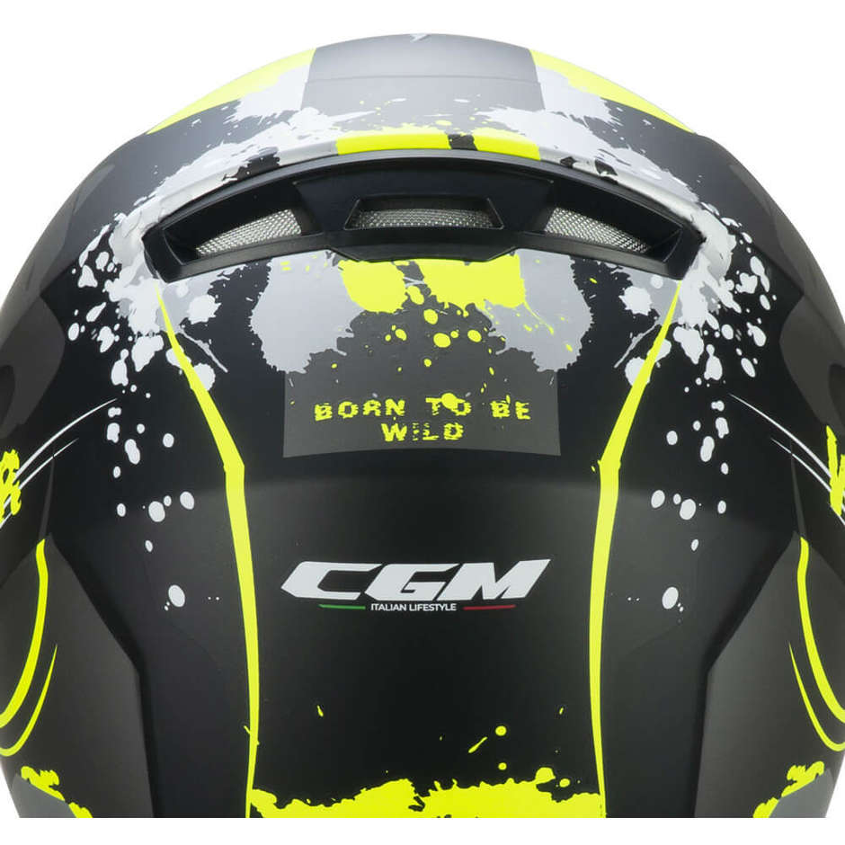 Integral Motorcycle Helmet CGM 265g LUCKY WILD Black Yellow Fluo Matt