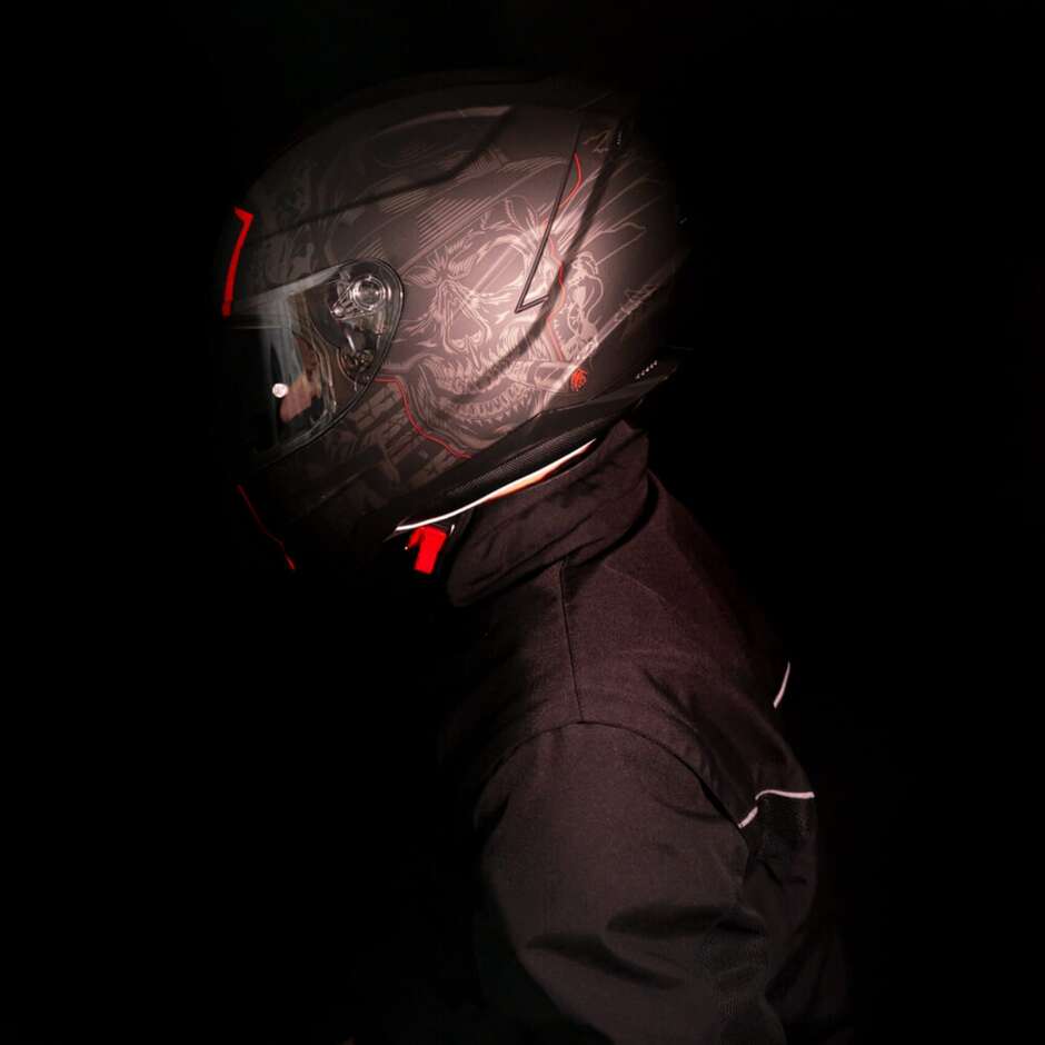 Integral Motorcycle Helmet CGM 320G NEUTRON BAD-B Black Matt Red