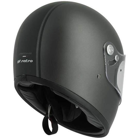 Integral Motorcycle Helmet Custom Astone GT Retro Gray Black Stripe
