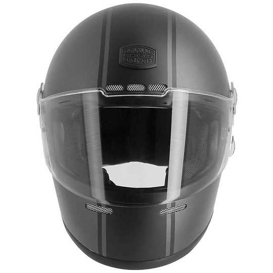 Integral Motorcycle Helmet Custom Astone GT Retro Gray Black Stripe