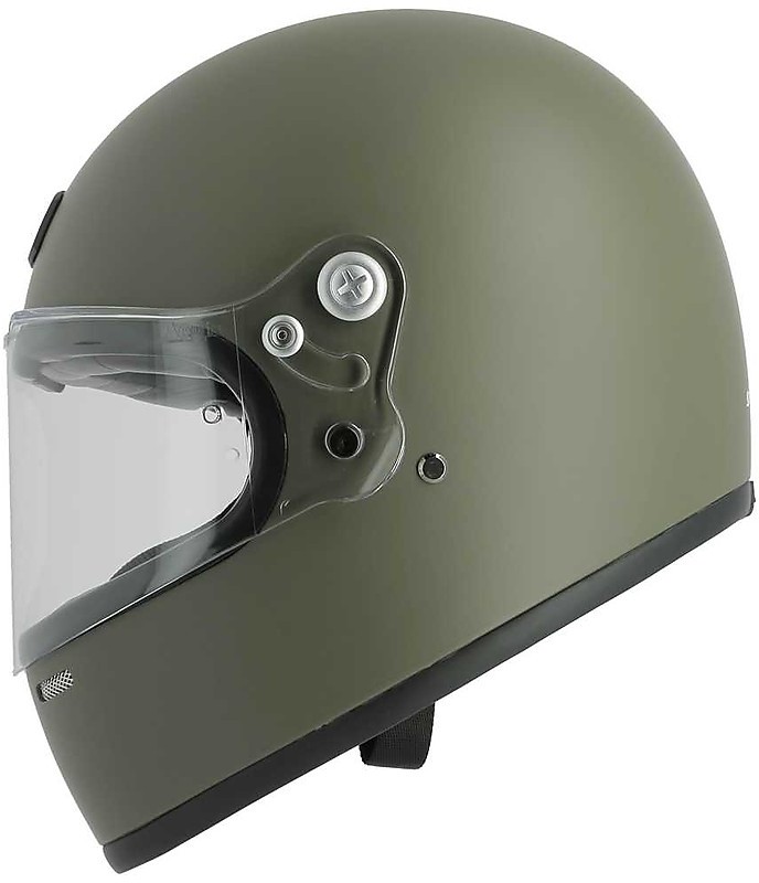 green retro motorcycle helmet